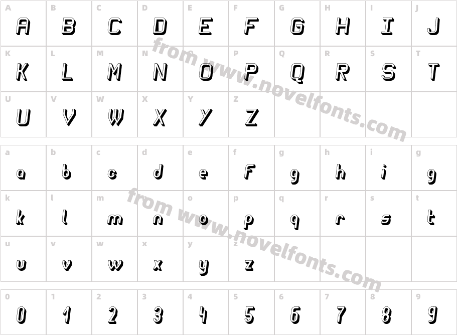 Wagon Sans Two Shaded ItalicCharacter Map