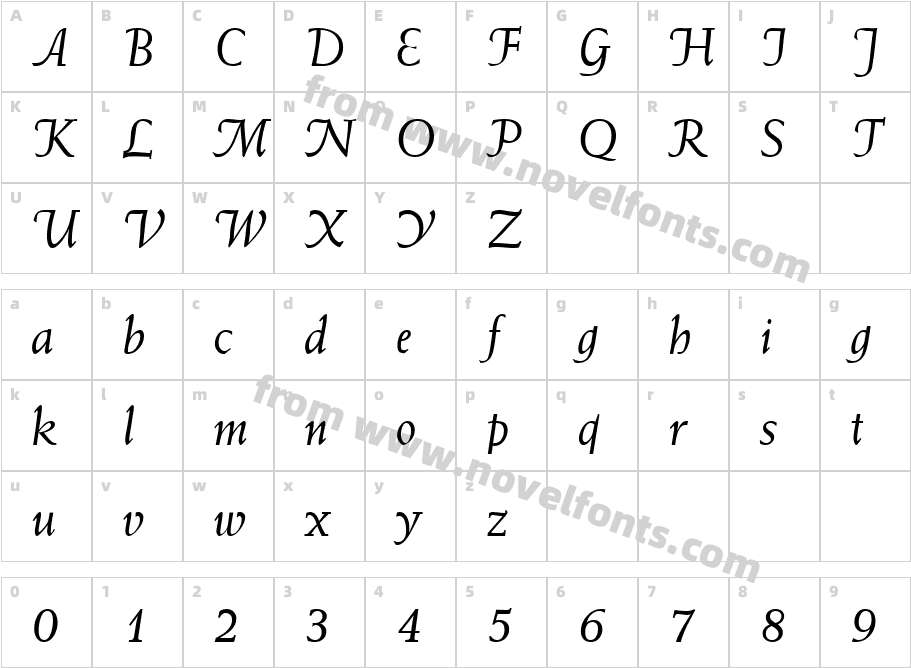 Waize Regular ItalicCharacter Map