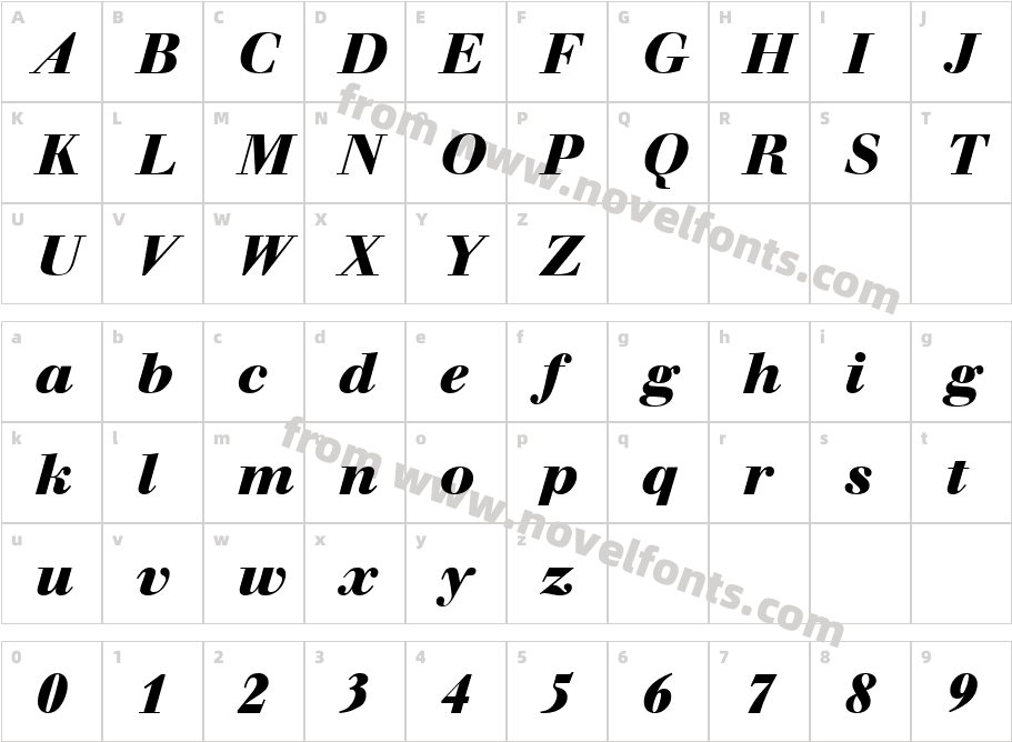 Walbaum Bold ItalicCharacter Map