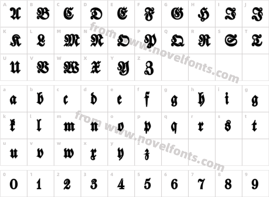 Walbaum Fraktur Inline BoldCharacter Map