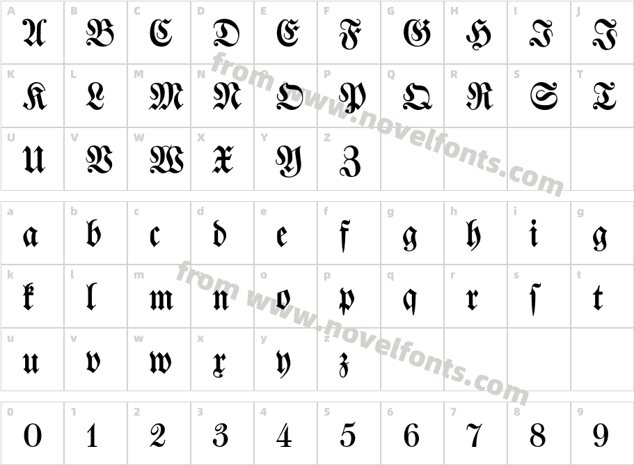 Walbaum FrakturBQCharacter Map