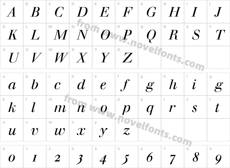 Walbaum Italic Oldstyle FiguresCharacter Map