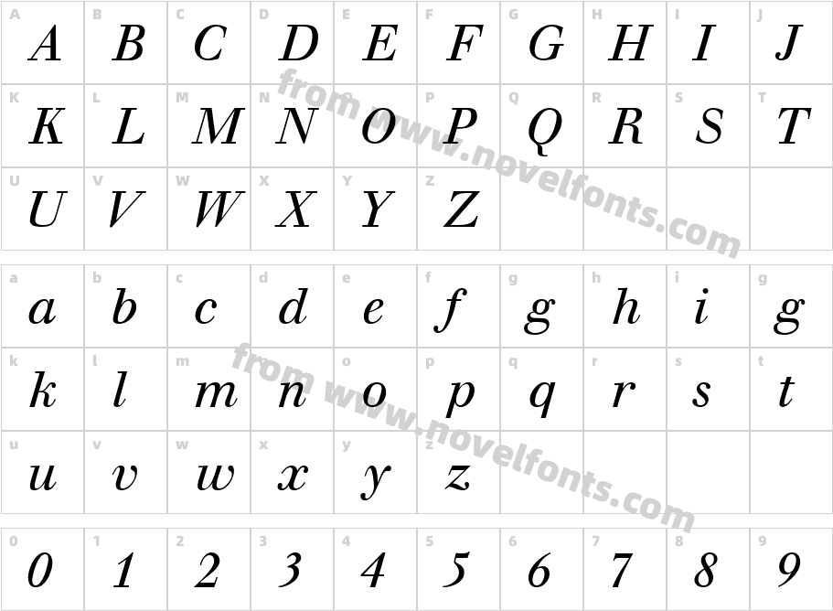 WalbaumSSK ItalicCharacter Map