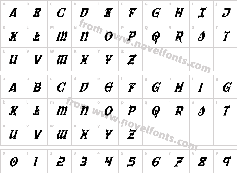 War Priest Condensed ItalicCharacter Map