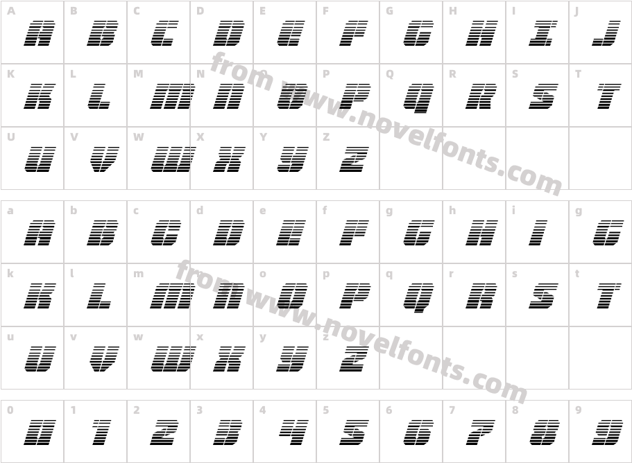 Warp Thruster Gradient ItalicCharacter Map