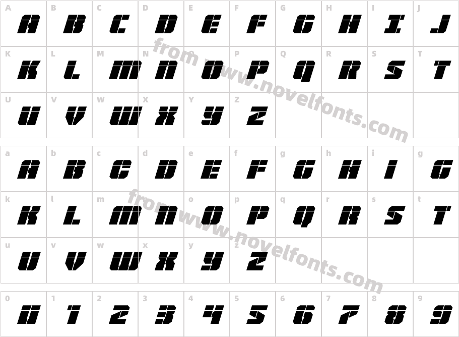 Warp Thruster Laser ItalicCharacter Map