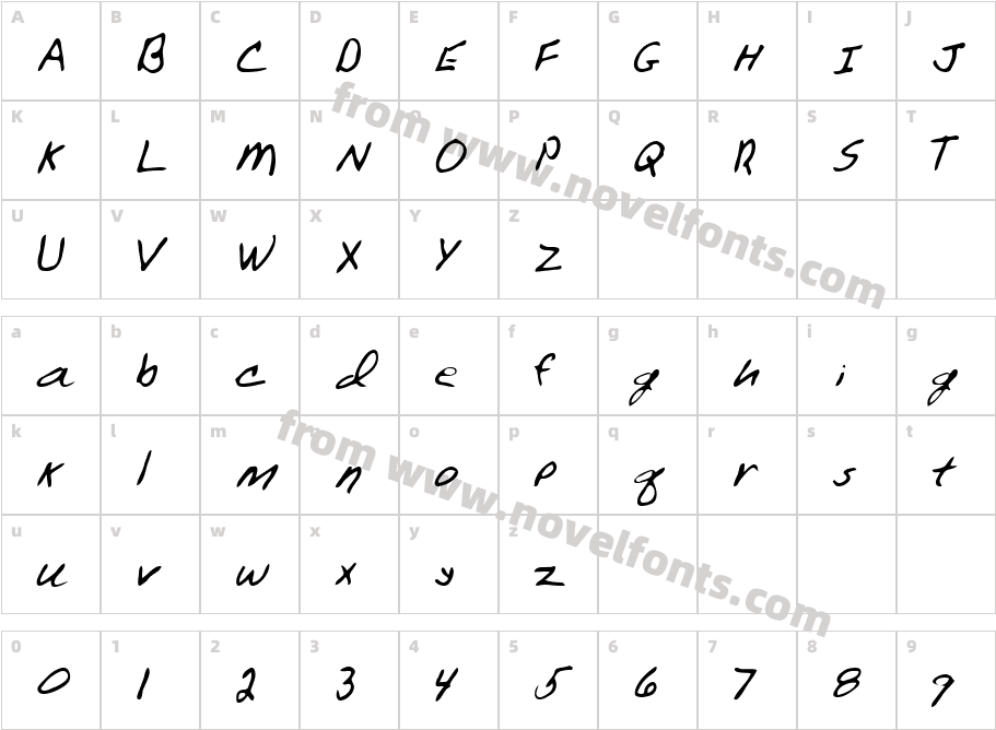 Warren RegularCharacter Map