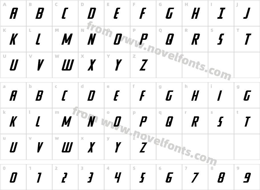 Watchtower Expanded ItalicCharacter Map