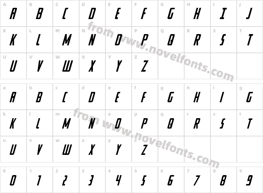 Watchtower ItalicCharacter Map