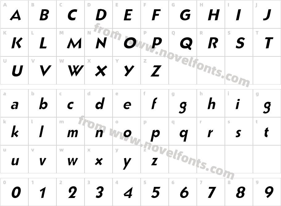 Bully Narrow ItalicCharacter Map