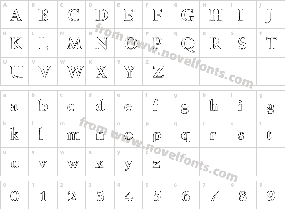 Weiss Extra Bold HollowCharacter Map