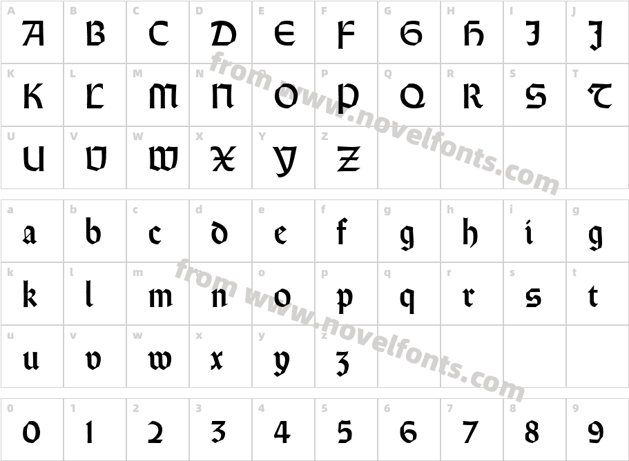 Weiss RundgotischCharacter Map