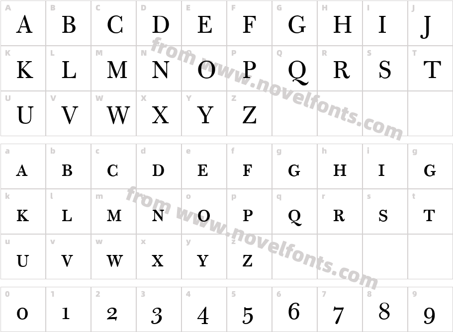 Bulmer MT Regular SCCharacter Map