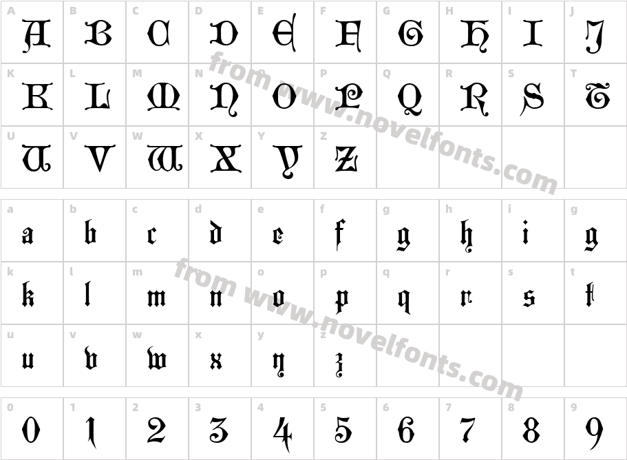 Westminster Gothic RegularCharacter Map