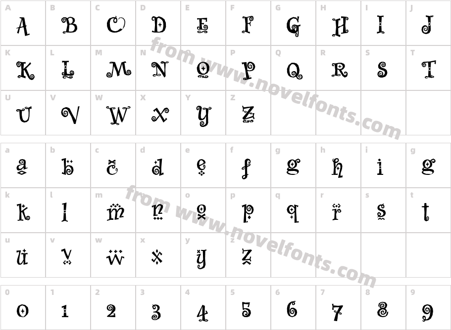 Whimsy Baroque ICG BoldCharacter Map