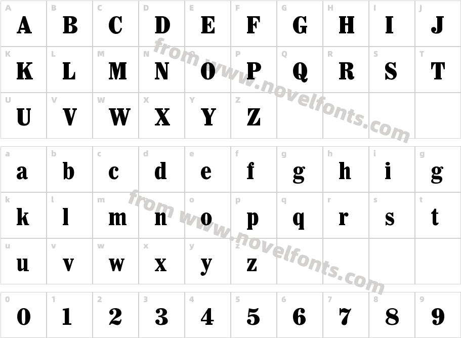 Whitin Condensed BlackCharacter Map