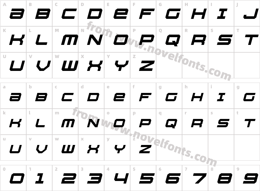 Whittle ItalicCharacter Map