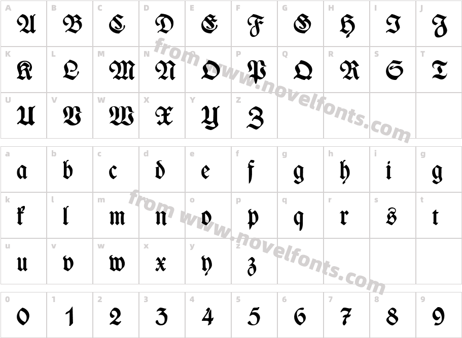 Wieynck FrakturUNZ1L BoldCharacter Map