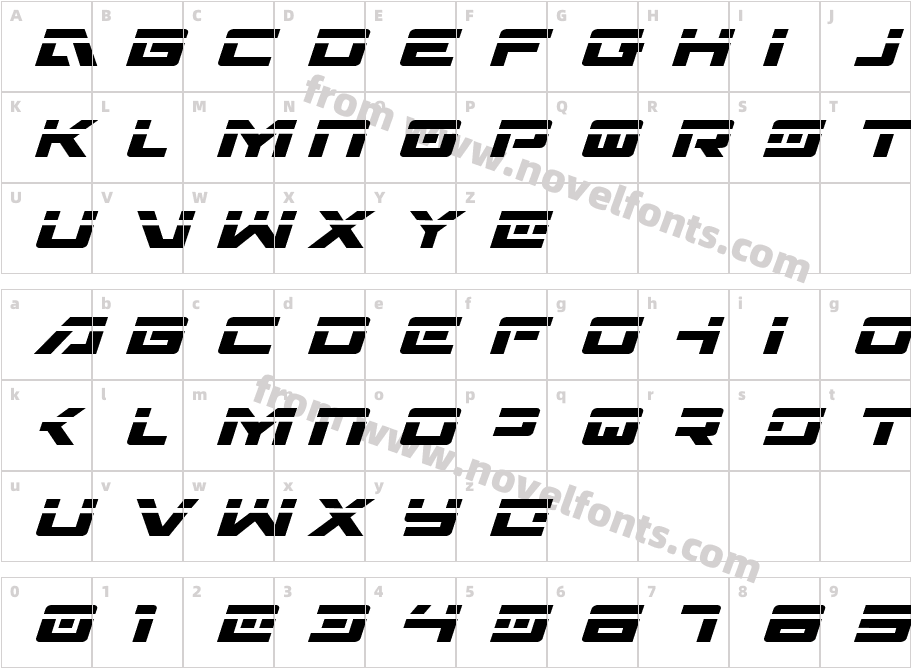 Wildcard Laser ItalicCharacter Map