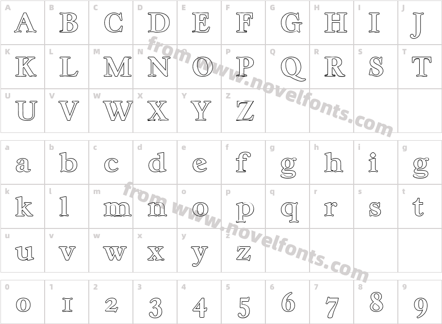 William Becker Outline BoldCharacter Map