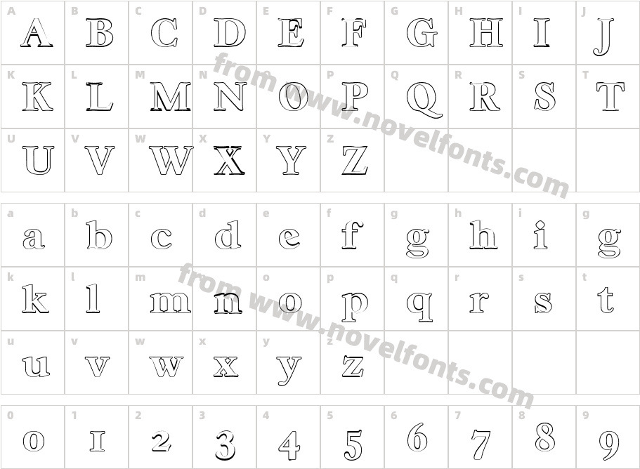 William Becker Outline Extra BoldCharacter Map