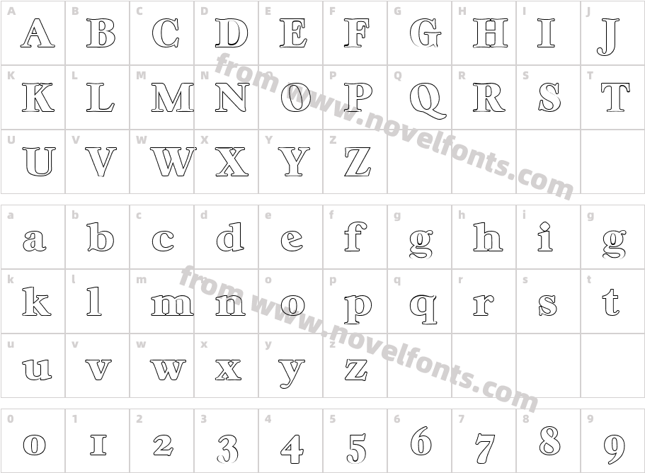 William Becker Outline Heavy RegularCharacter Map