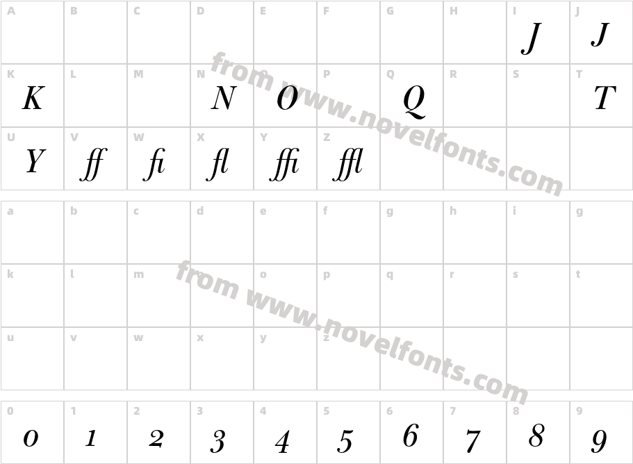 BulmerMT-ItalicDisplayAltCharacter Map