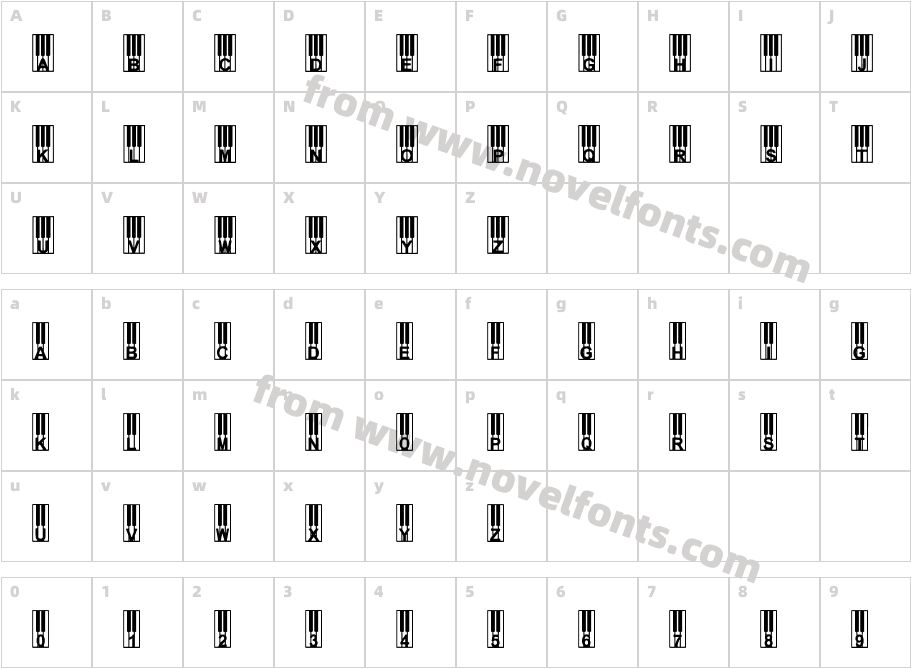 Willies PianoCharacter Map