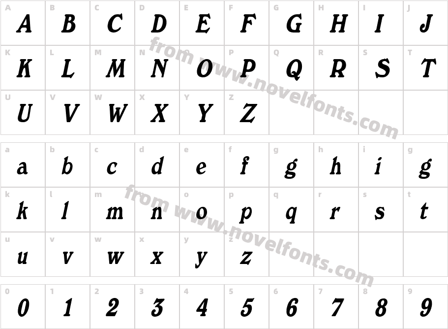 Windz Condensed ItalicCharacter Map