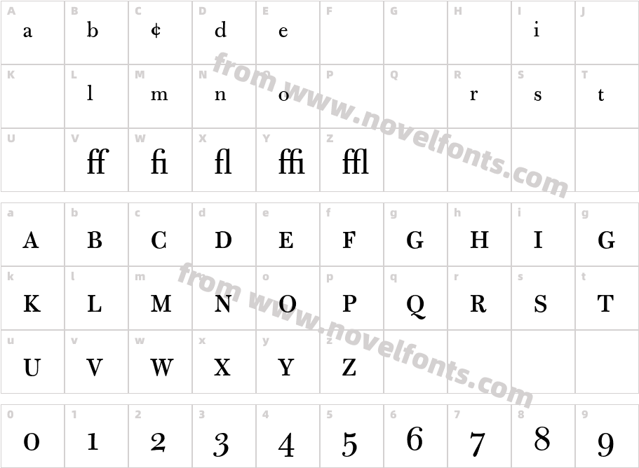 BulmerMT-RegularExpertCharacter Map