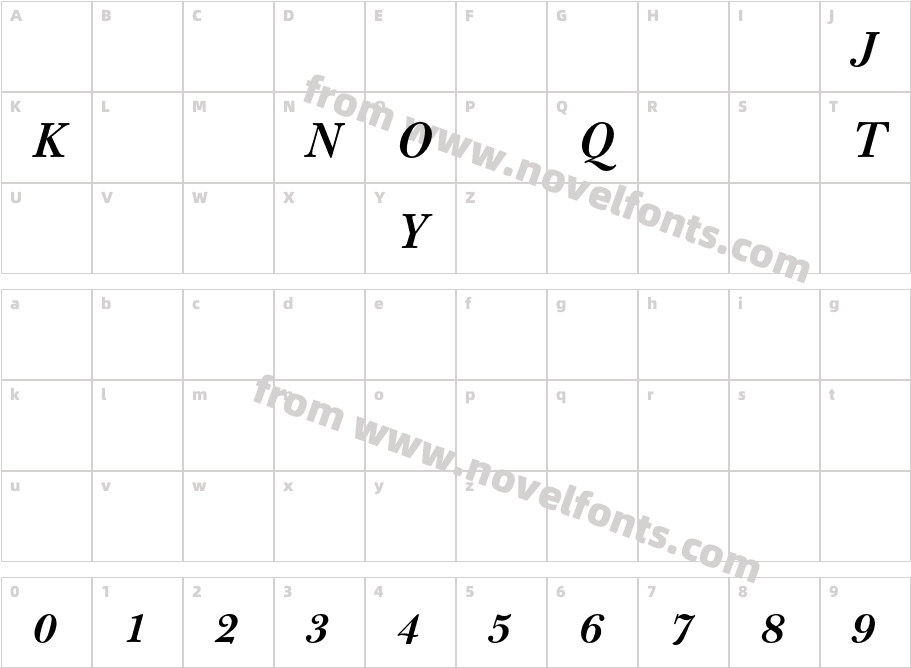 BulmerMT-SemiBoldItalicAltCharacter Map