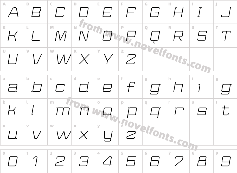 Wired ItalicCharacter Map