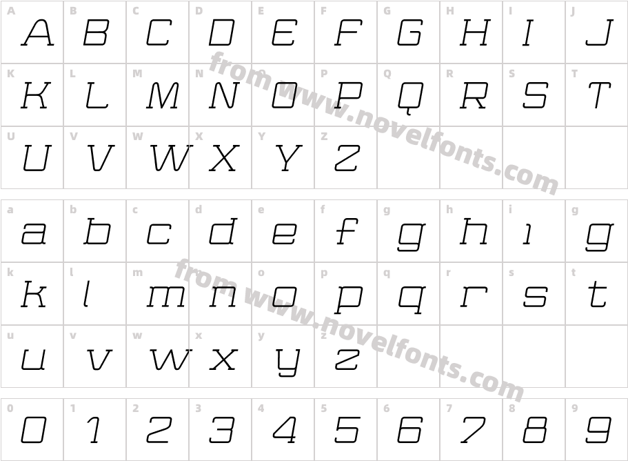 Wired Serif ItalicCharacter Map