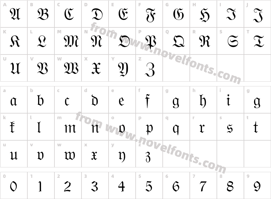 Wittenberger FrakturMTCharacter Map