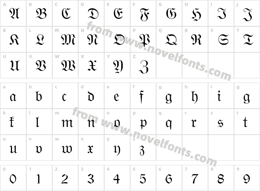 Wittenberger FrakturMTCharacter Map