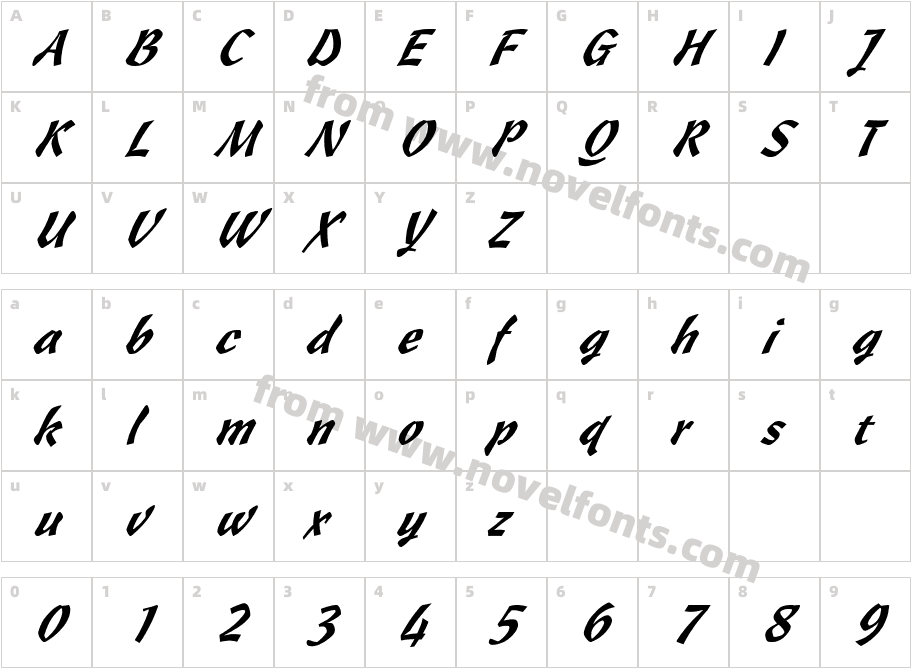 Wizzard ItalicCharacter Map