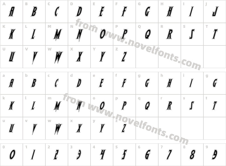 Wolf's Bane Academy ItalicCharacter Map