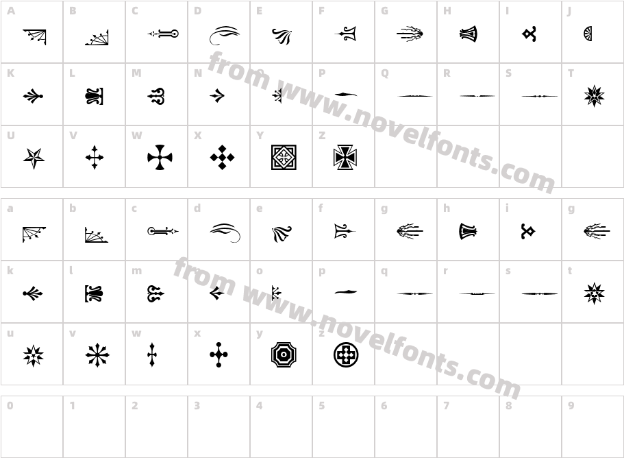 Woodcut Ornaments OneS SiCharacter Map