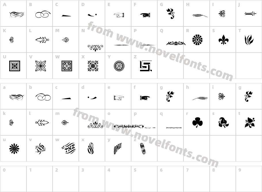 Woodcut Ornaments TwoSSKCharacter Map