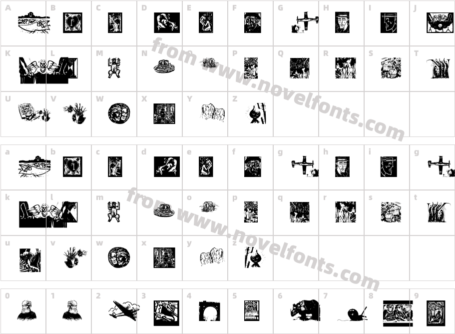 Woodcuts FoundCharacter Map