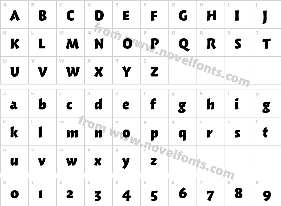 Woodland ITC HeavyCharacter Map