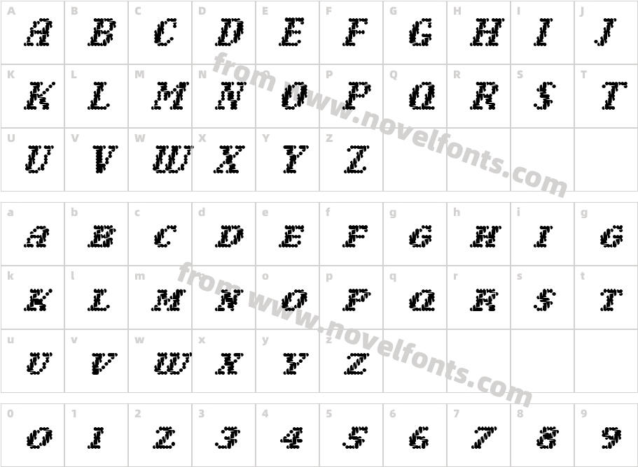 Woolly MediumCharacter Map