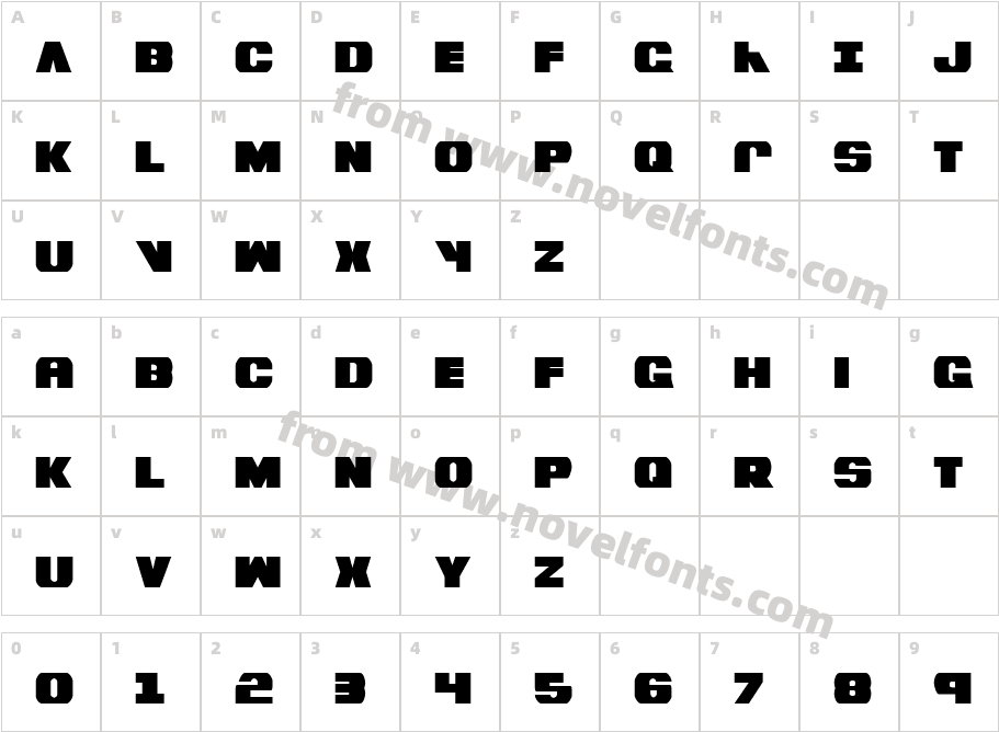 Bummer CondensedCharacter Map