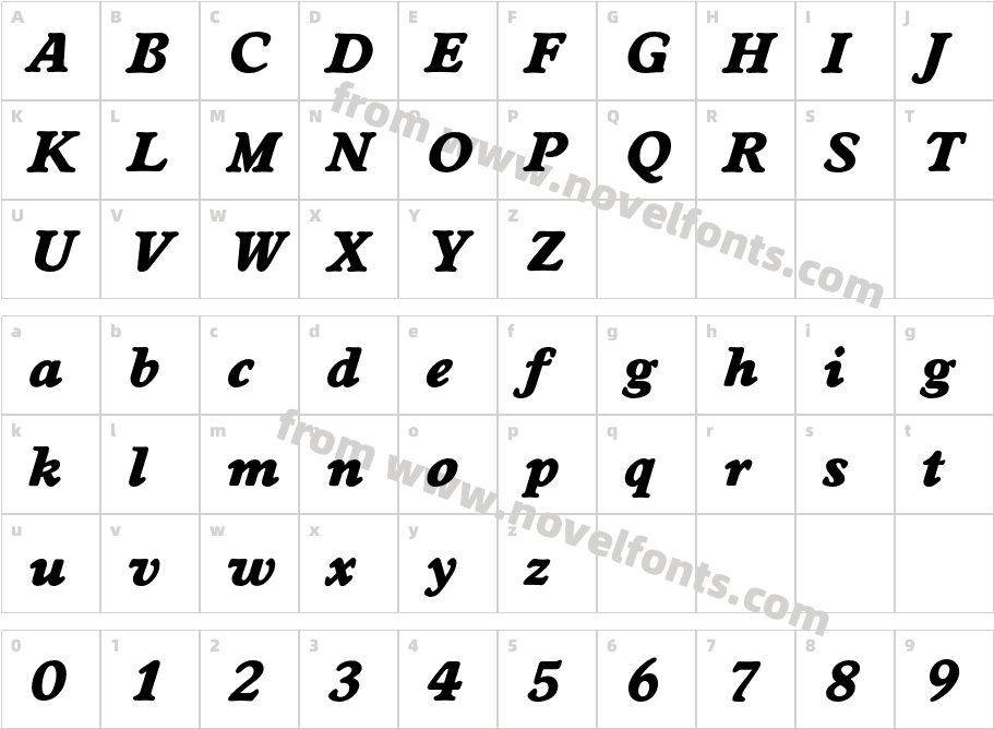 WorchesterEF Extra Bold ItalicCharacter Map