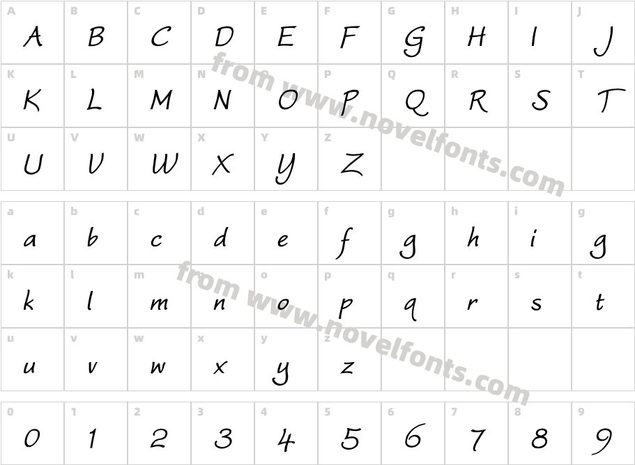 Worstveld Sling Bold ObliqueCharacter Map