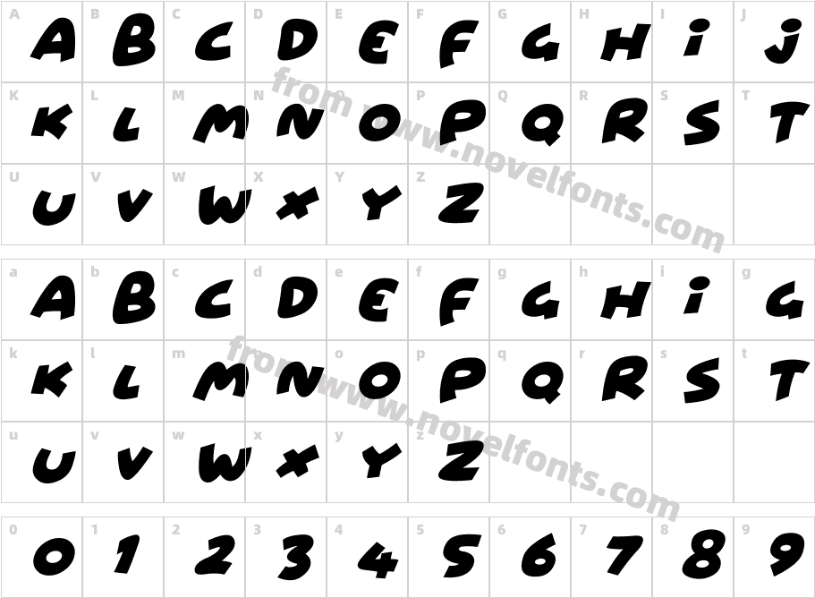 Wowsers ItalicCharacter Map