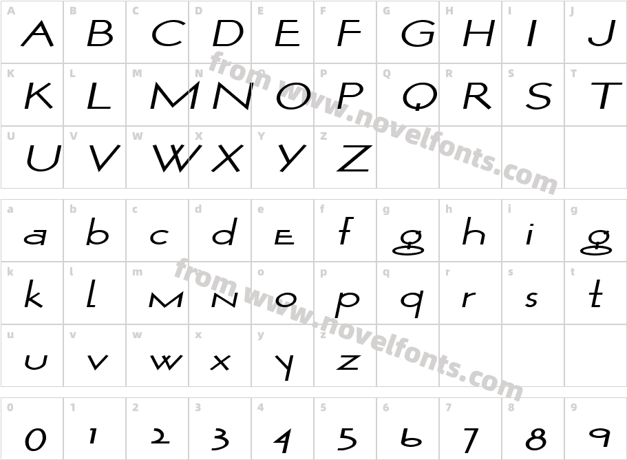 Wurker Extended ObliqueSWFTECharacter Map