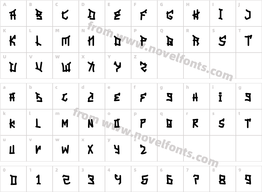 Xanovre RegularCharacter Map