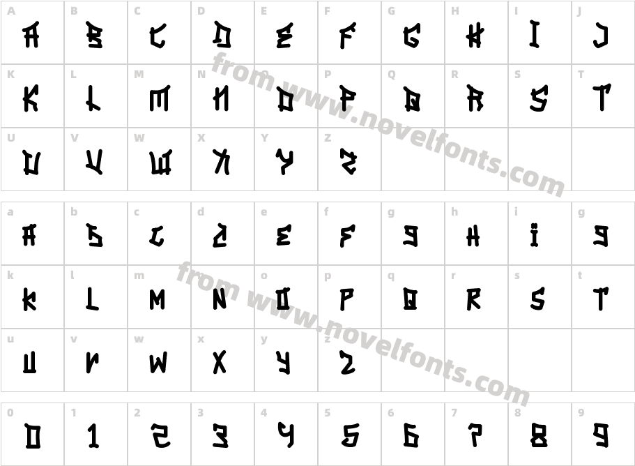 Xanovre RegularCharacter Map