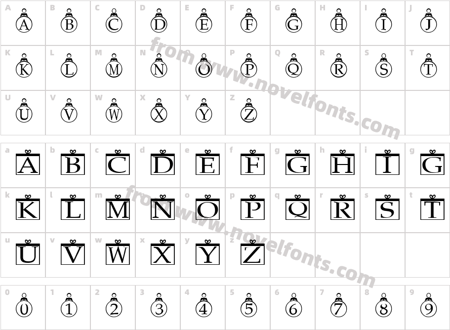 Xmas OrnamentsCharacter Map
